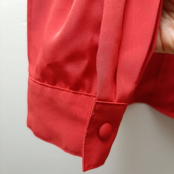 Vintage Yves St. Clair Red Pleated Button DownBlouse size 16 - Picture 4 of 12